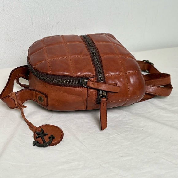 HARBOUR 2nd Small Leather Quilted Backpack Bag Cognac Whiskey Brown main image 9